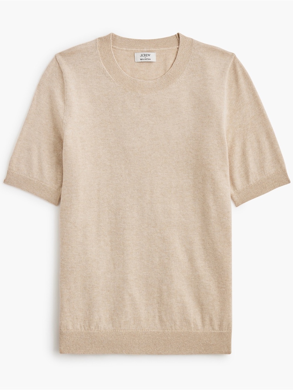 J crew heather khaki Short-sleeve cotton crewneck sweater